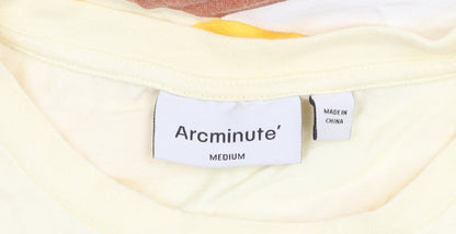 Arcminute Womens Yellow Geometric Print T-Shirt M