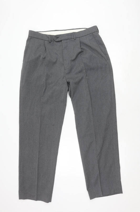 BHS Men's Grey Regular Fit Trousers S