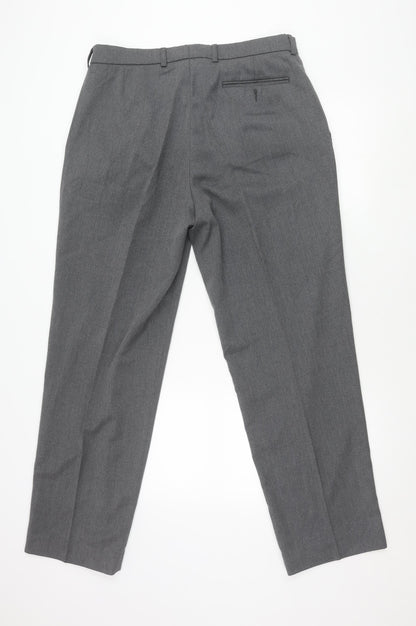 BHS Men's Grey Regular Fit Trousers S