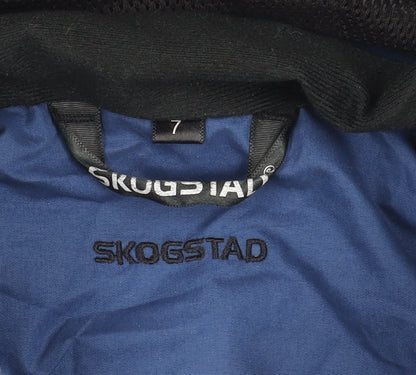 Brand and care label for Skogstad girls’' blue parka jacket 7 years