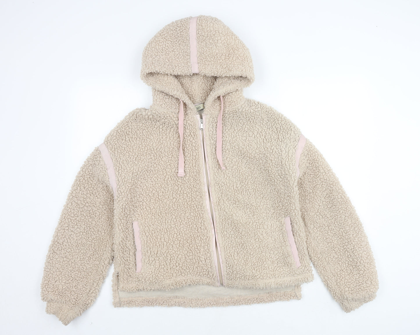 Oasis Women's Beige Hooded Fleece Jacket, Size S, Casual Wear