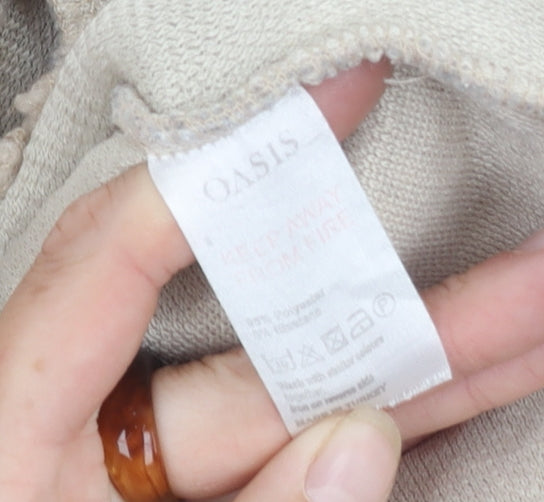 Oasis Women's Beige Hooded Fleece Jacket, Size S, Casual Wear