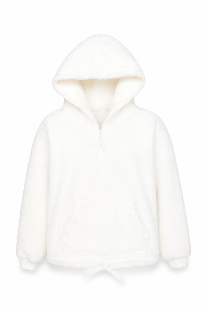 Fat Face Women's White Hoodie Size 8, Zip Fleece
