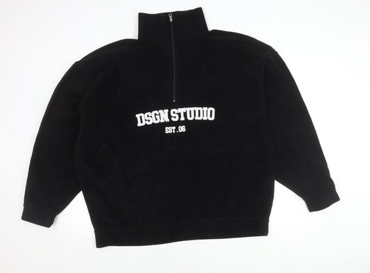 Boohoo Women's Black Full Zip Sweatshirt Size 16