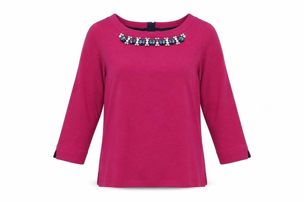 Joules Women's Pink XS Beaded Boat Neck Top