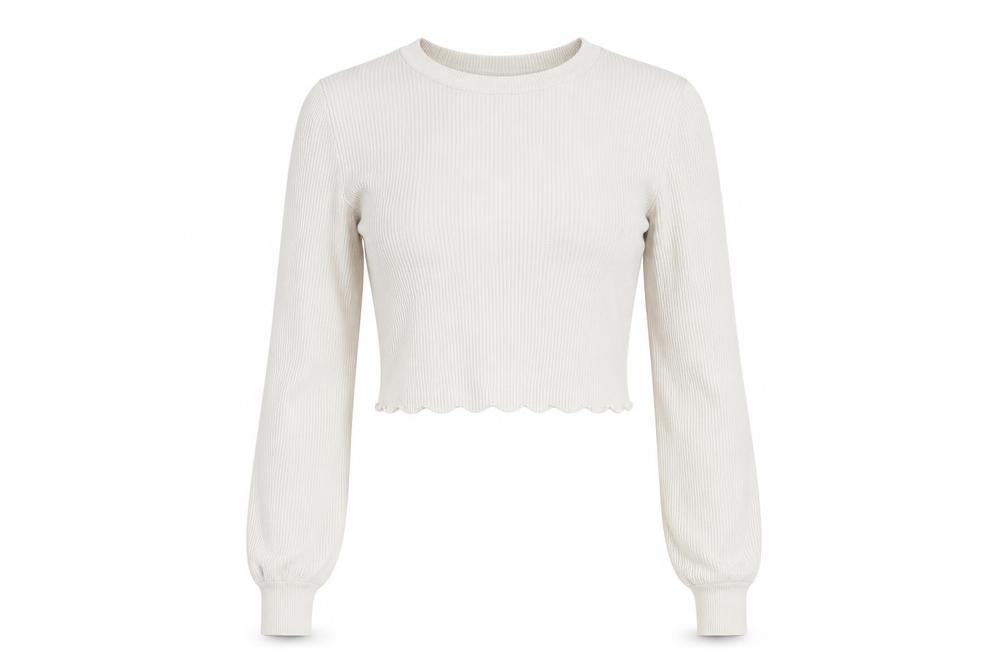 Zara Women's White Cropped Blouse, Size S, Crew Neck