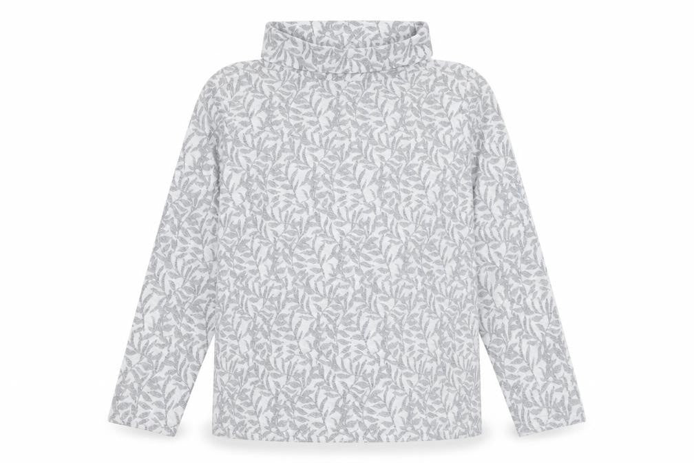 Isle Women's Grey Floral Roll Neck Jumper L