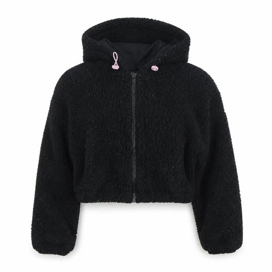 Urban Outfitters Women's Cropped Black Fleece Hooded Jacket XS