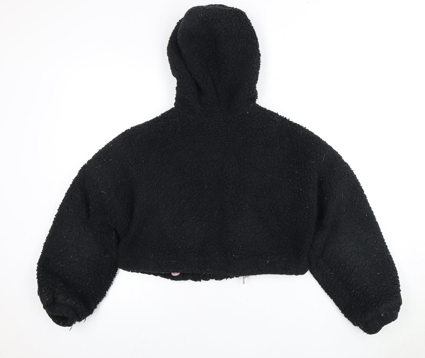 Urban Outfitters Women's Cropped Black Fleece Hooded Jacket XS