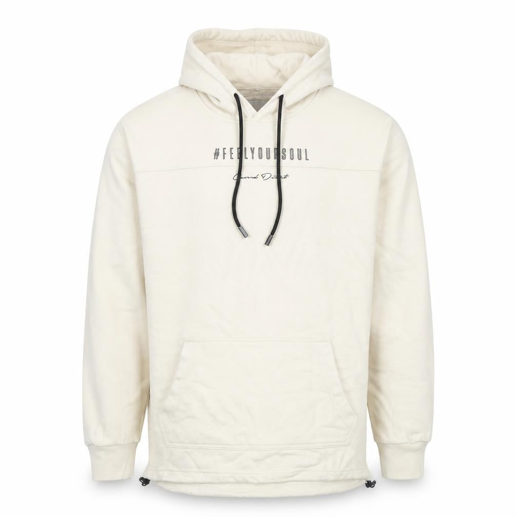 Clayton Men's Beige M Pullover Hoodie Logo Accents