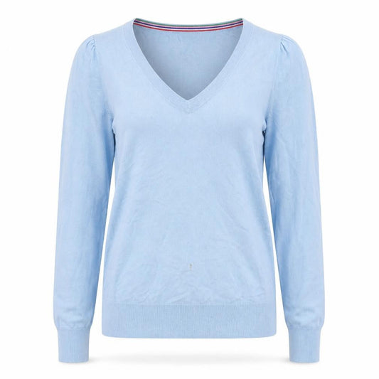 Boden Women's Blue V-Neck Cotton Sweater - Size S