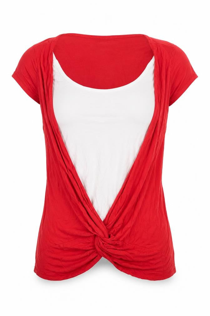 Therapy Red Sleeveless Wrap T-Shirt Women's Size 10
