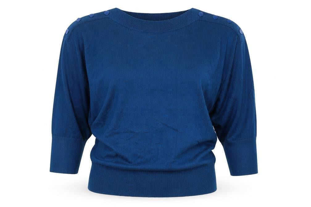 Monsoon Women Blue M Basic Sweater with Buttons - Casual