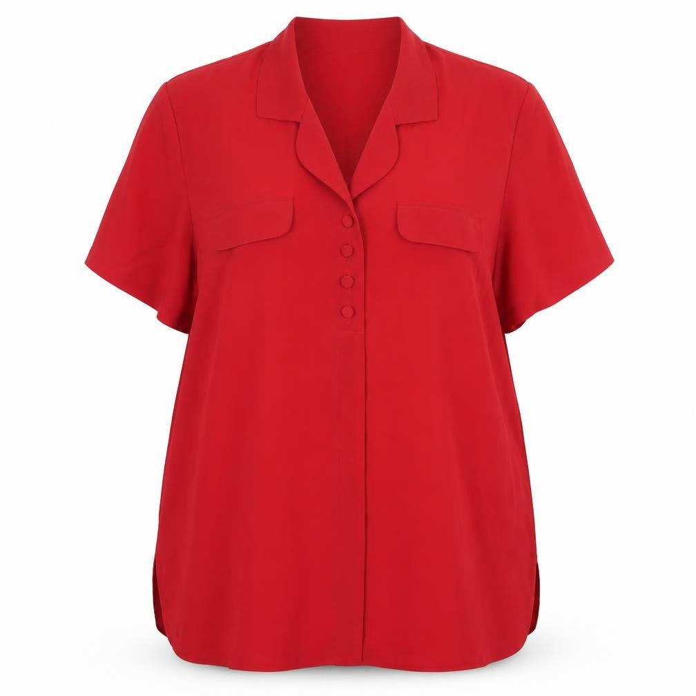 Bonmarché Women’s Red Button-Up Short Sleeve Blouse