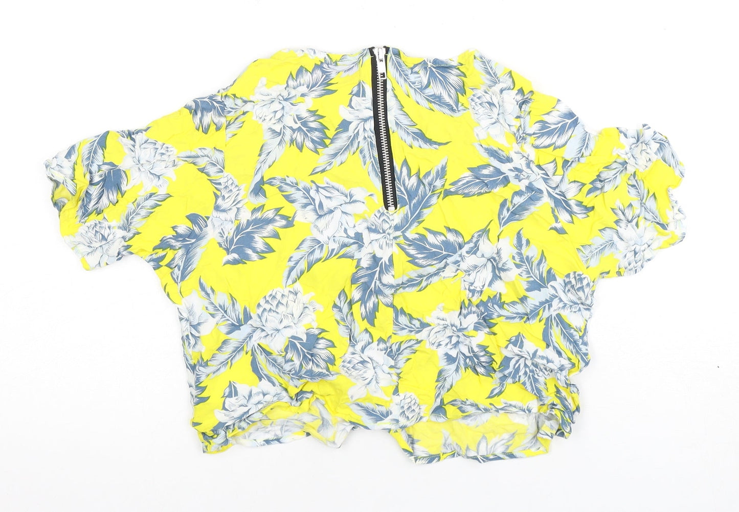 Motel Women's Yellow Floral Zip Top S