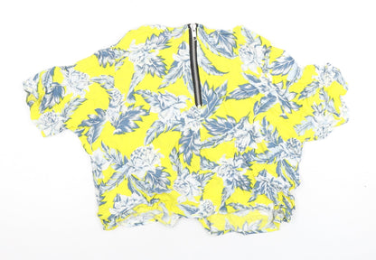 Motel Rocks Women's Yellow Floral Zip Top S