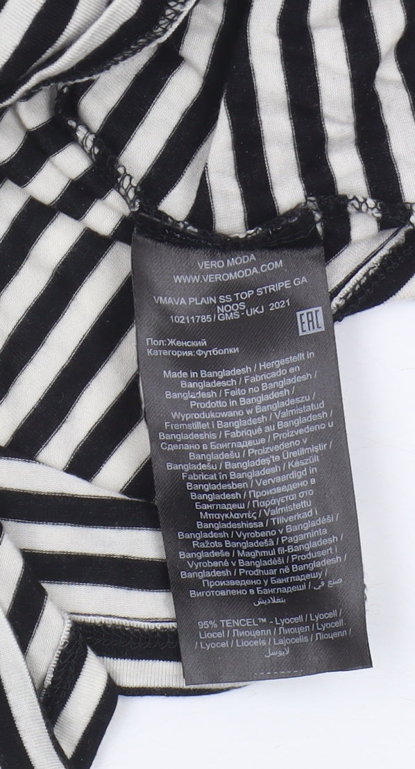 Vero Moda Women's Striped T-Shirt, Black, Size S