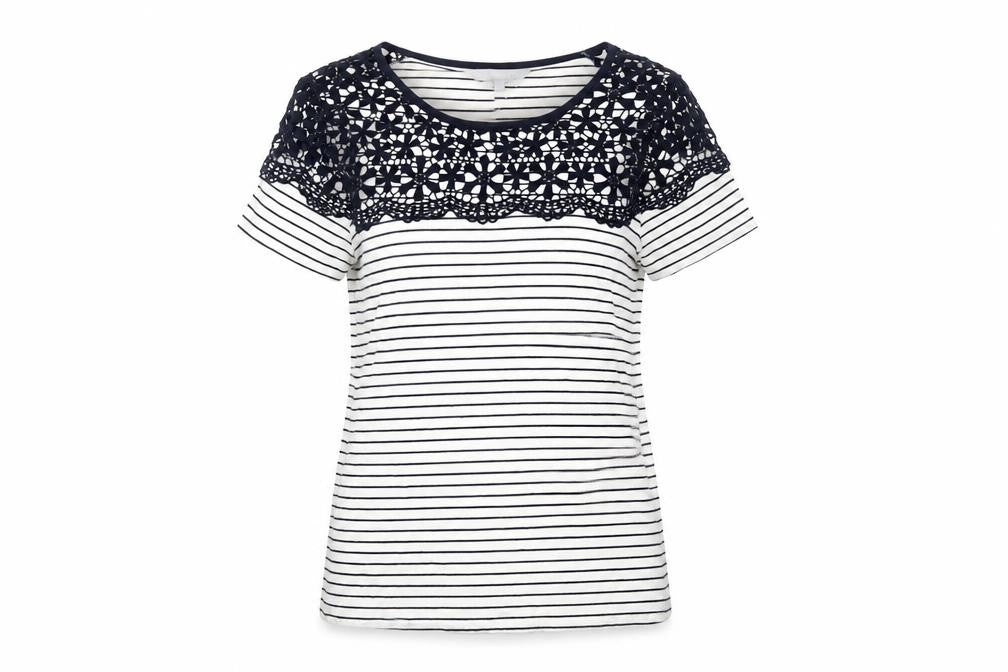 Redherring Women's Blue Striped T-Shirt, Size 8