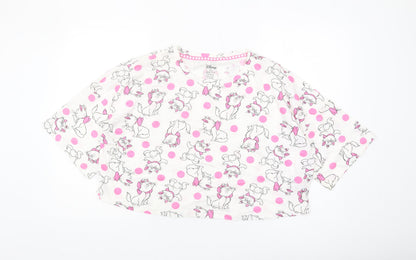 Disney Women's L White Polka Dot Cropped T-Shirt