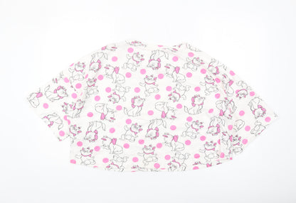 Disney Women's L White Polka Dot Cropped T-Shirt