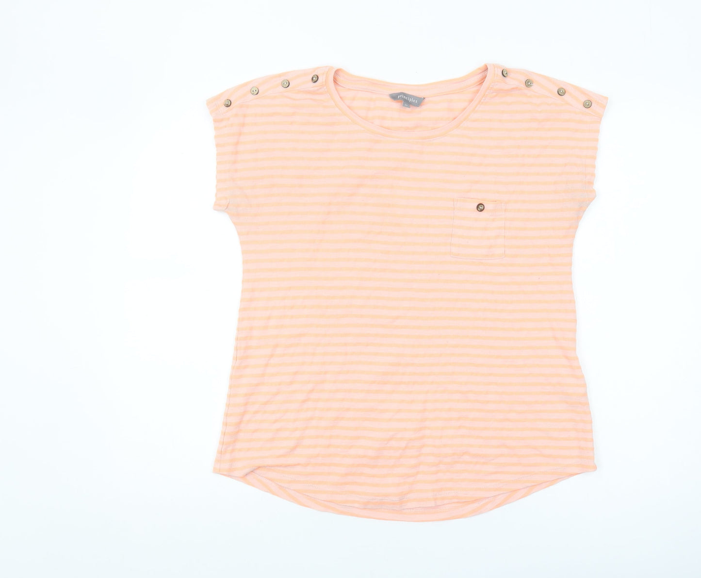 Principles Women's Orange Striped T-Shirt Size 12