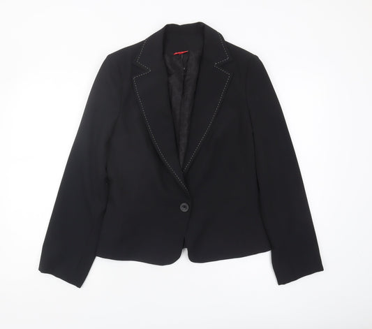 ELLE Women's Black Blazer L Notch Lapel Classic Fit