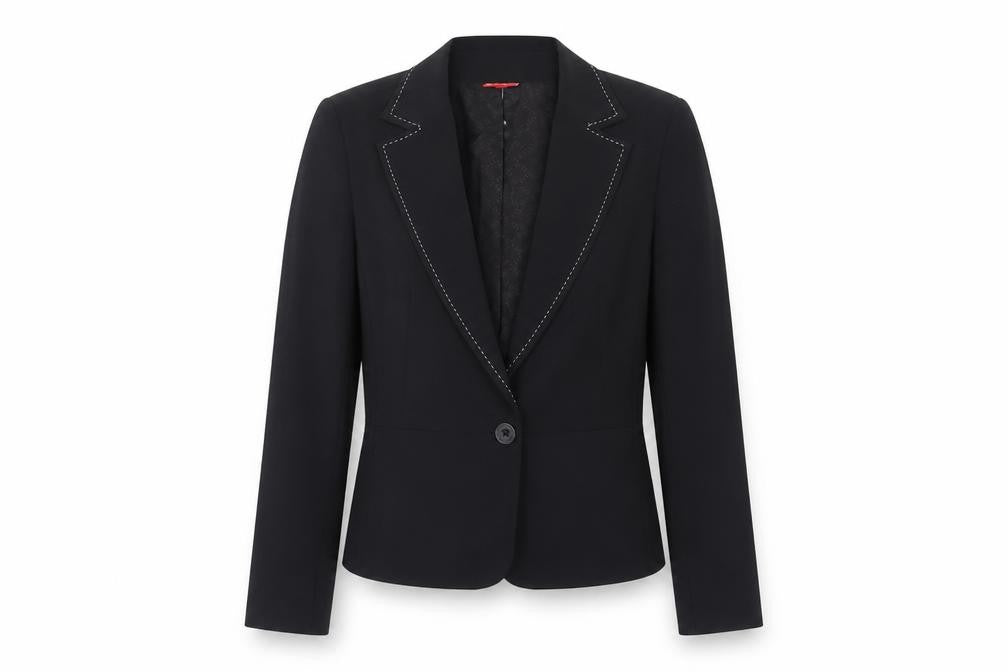 ELLE Women's Black Blazer L Notch Lapel Classic Fit