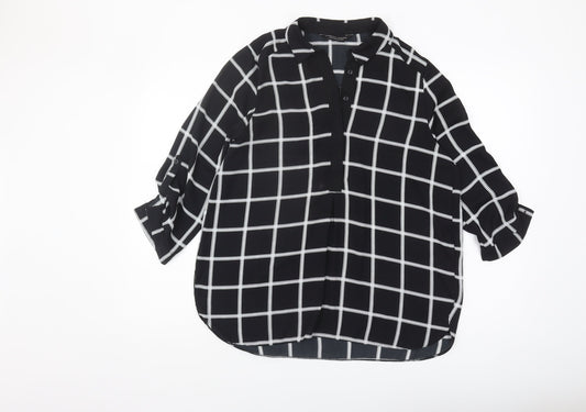 Dorothy Perkins Women's Black Button-Up Check Shirt Size 14