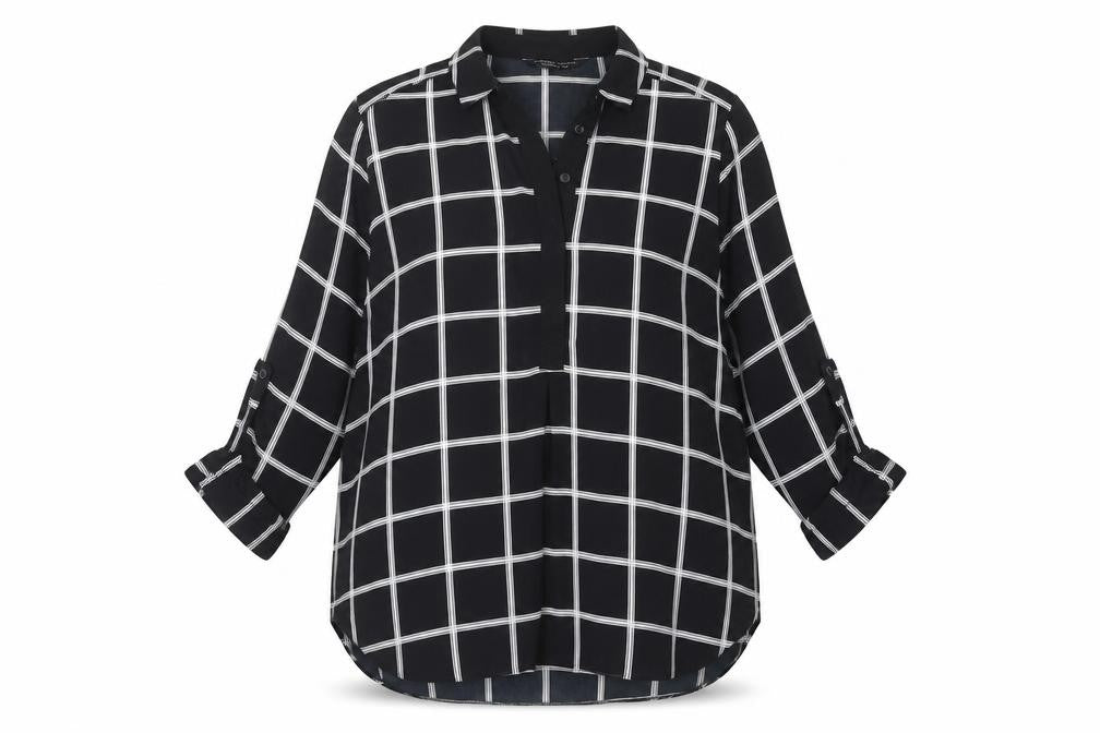 Dorothy Perkins Women's Black Button-Up Check Shirt Size 14
