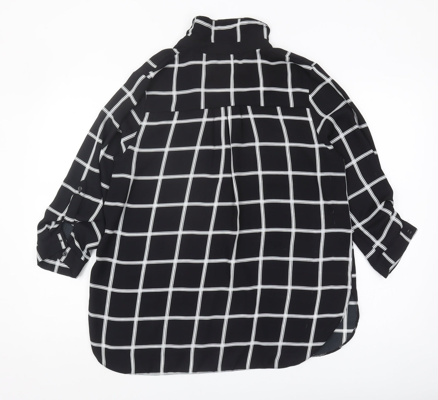 Dorothy Perkins Women's Black Button-Up Check Shirt Size 14