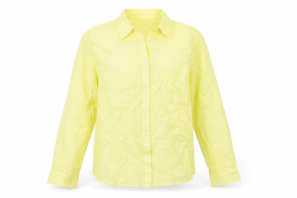 Damart Women's Yellow Cotton Button-Up Shirt, Size L