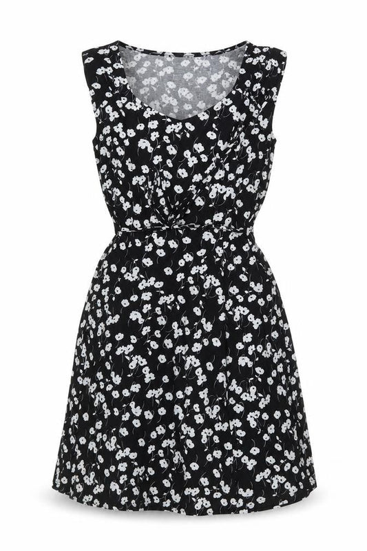 Oasis Women's Black Floral A-Line Dress, Size S