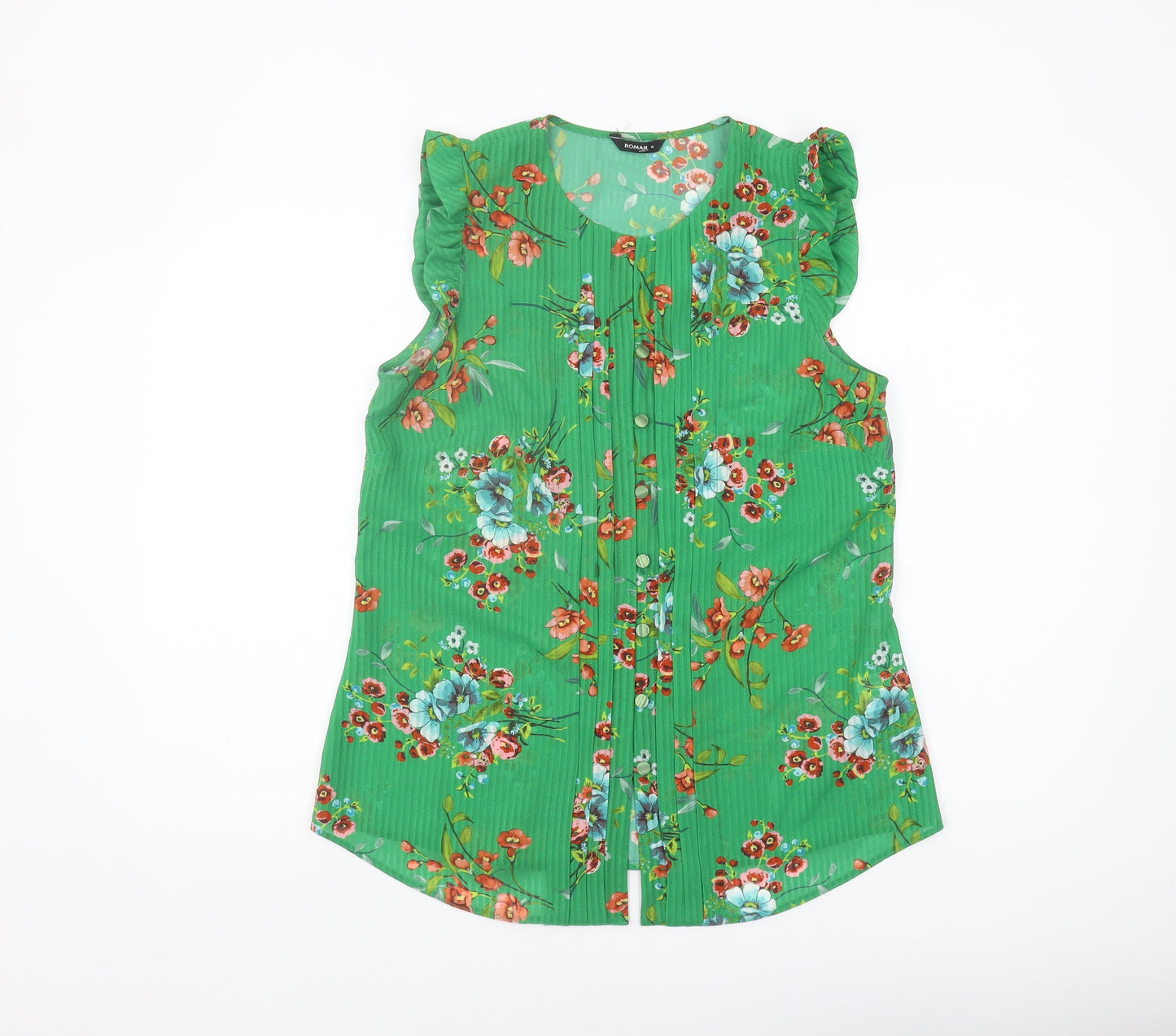 Roman Originals Green Floral Blouse, Size 10, Women's