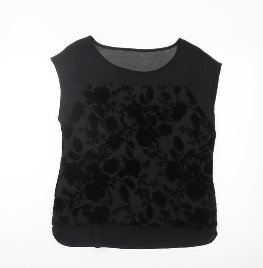 ROMAN Women's Black Floral Blouse, Size 12 - Autumn/Winter