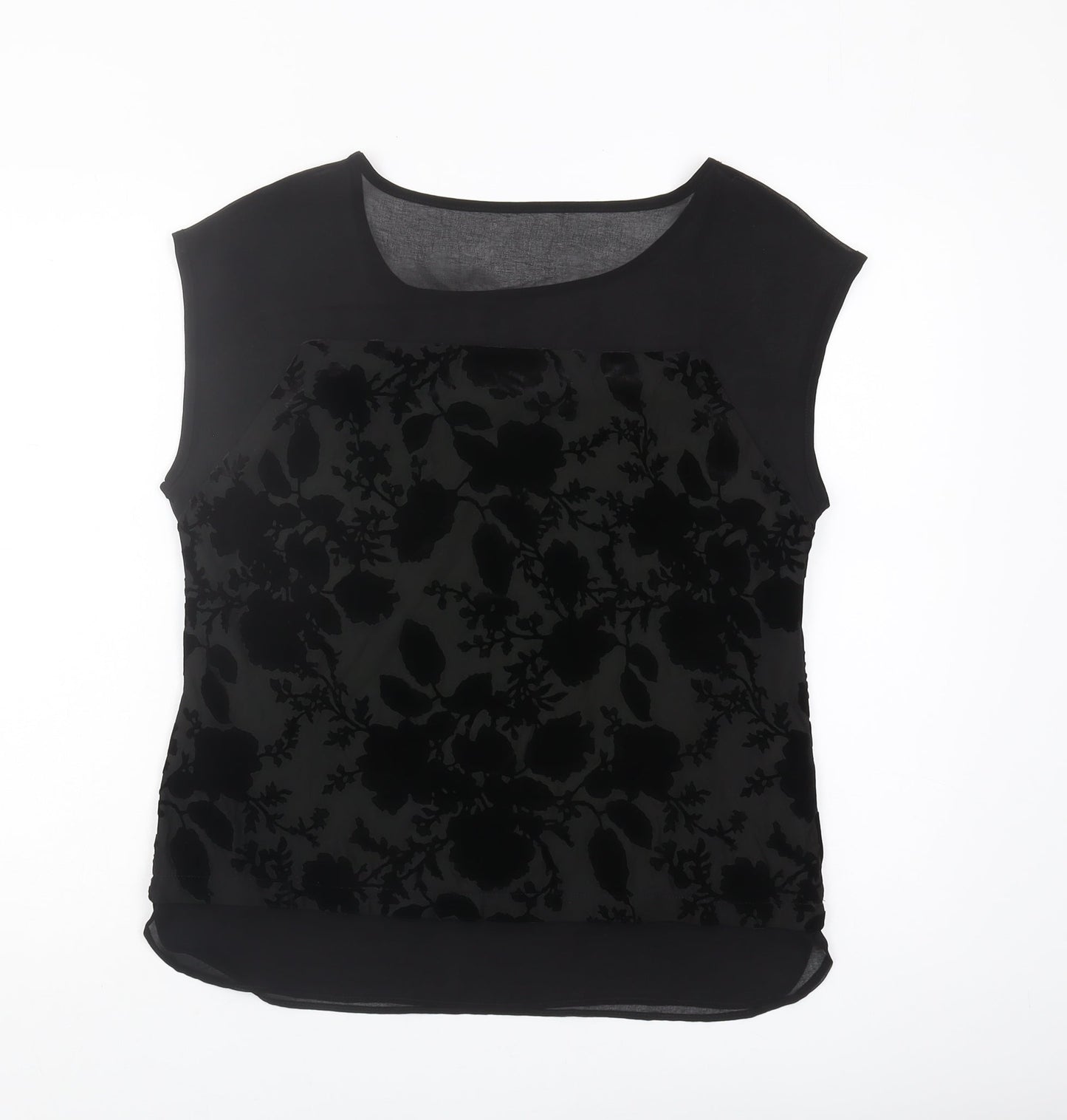 ROMAN Women's Black Floral Blouse, Size 12 - Autumn/Winter