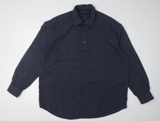 James Pringle Men's Blue 2XL Striped Long Sleeve Shirt