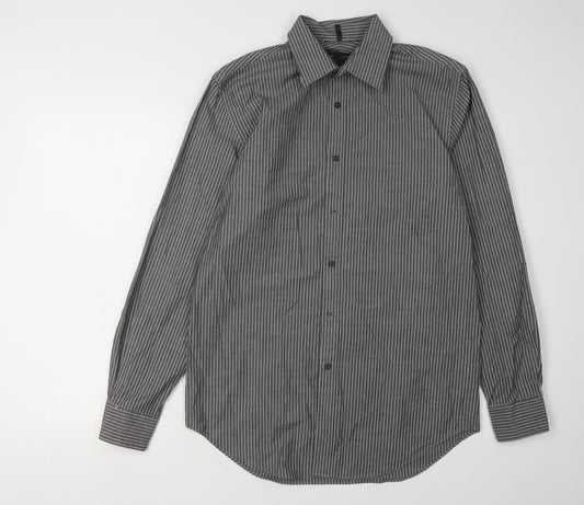Redherring Men's Black Striped Button-Up Shirt 15