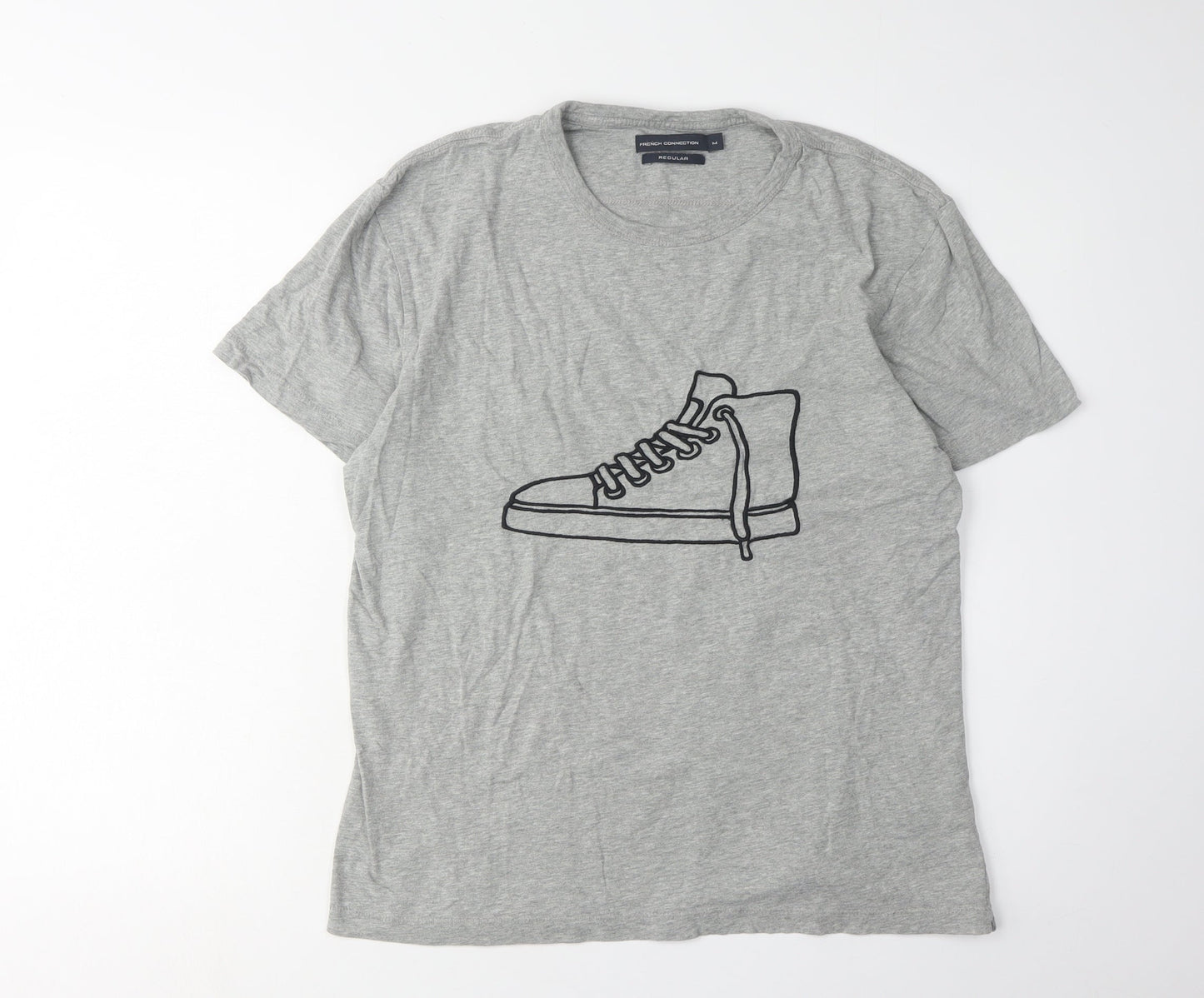 French Connection Men's Grey Graphic Print T-Shirt, M