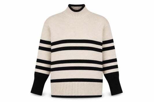 Next Women's XS Beige & Black Stripe Pullover Jumper