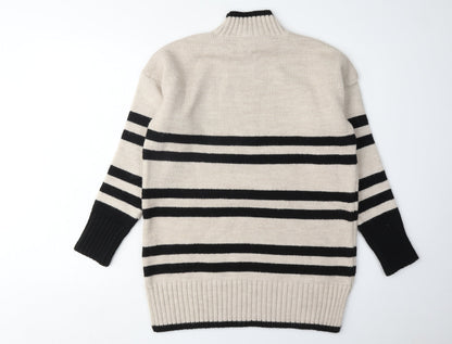 Next Women's XS Beige & Black Stripe Pullover Jumper