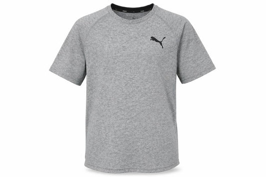 Front view of Puma Men's Grey T-Shirt, size S, Logo Accents, Activewear