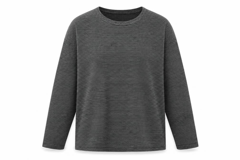 Marks & Spencer Women's Grey Striped T-Shirt Size 12