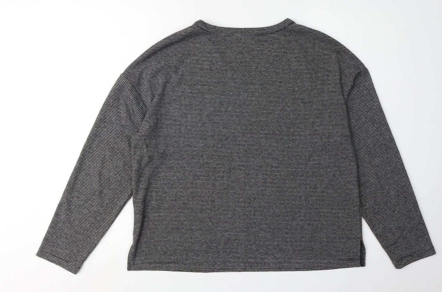Marks and Spencer Women's Grey Striped T-Shirt Size 12
