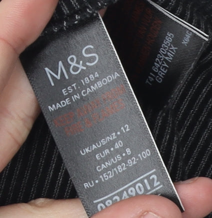 Marks and Spencer Women's Grey Striped T-Shirt Size 12