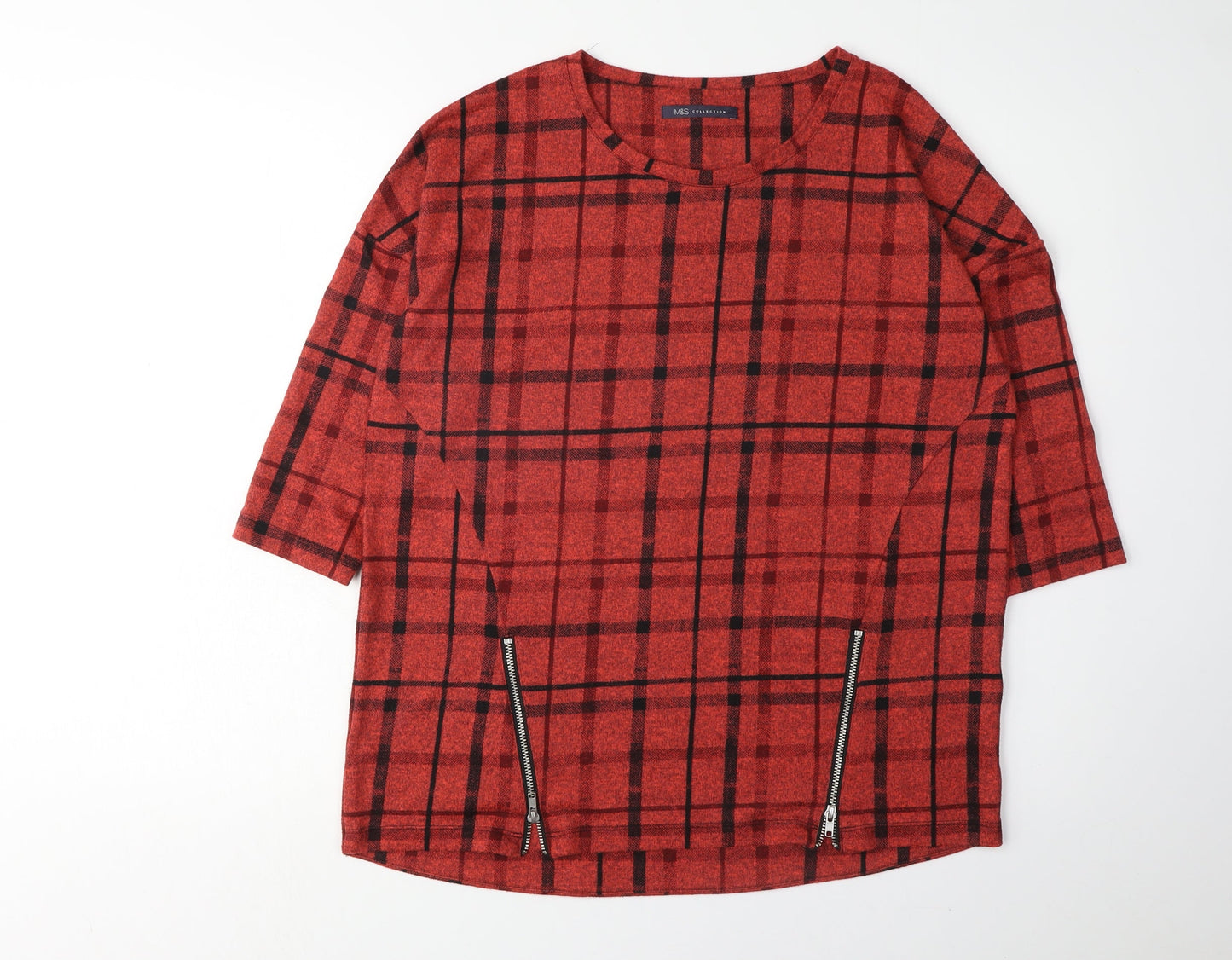 Marks and Spencer Women's Red Plaid Top, Size 12