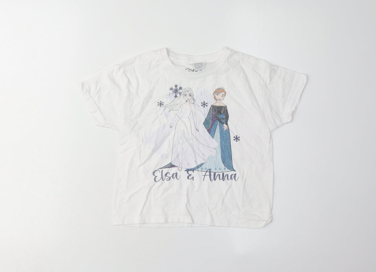 Disney Girls Elsa & Anna T-Shirt 3-4 Years White