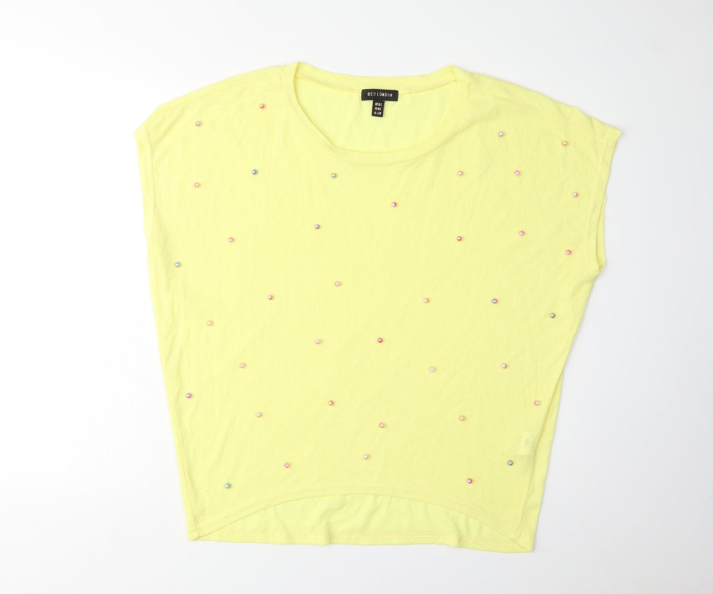 QED London Women's Yellow Beaded Top M/L