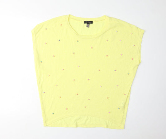 QED London Women's Yellow Beaded Top M/L