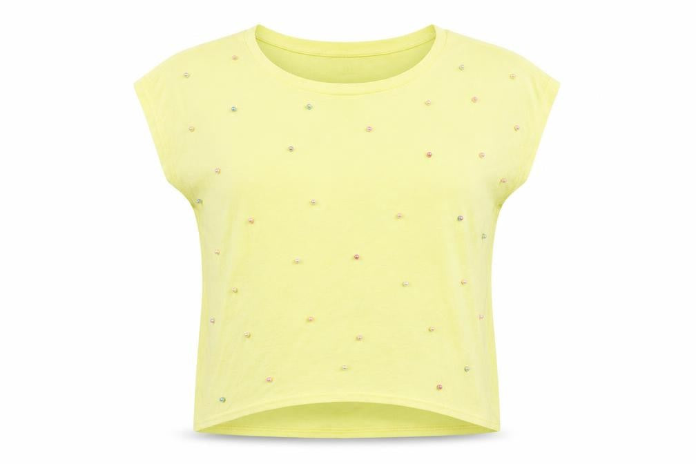 QED London Women's Yellow Beaded Top M/L