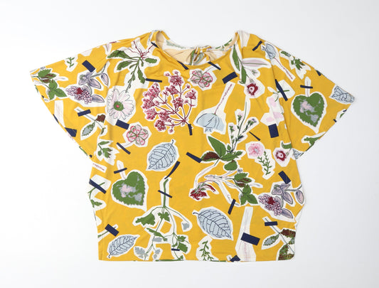 Klass Women's Yellow Floral T-Shirt Medium